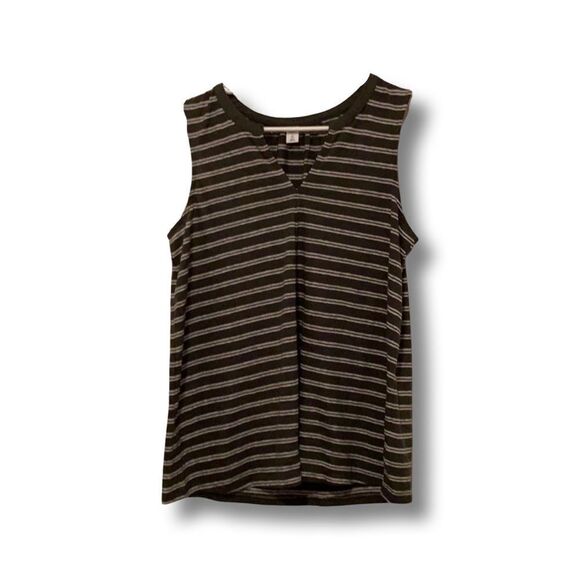 Old Navy olive & white striped tank - Picture 1 of 7